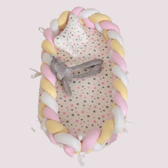 braided crib middle bed white yellow pink 800 x 800