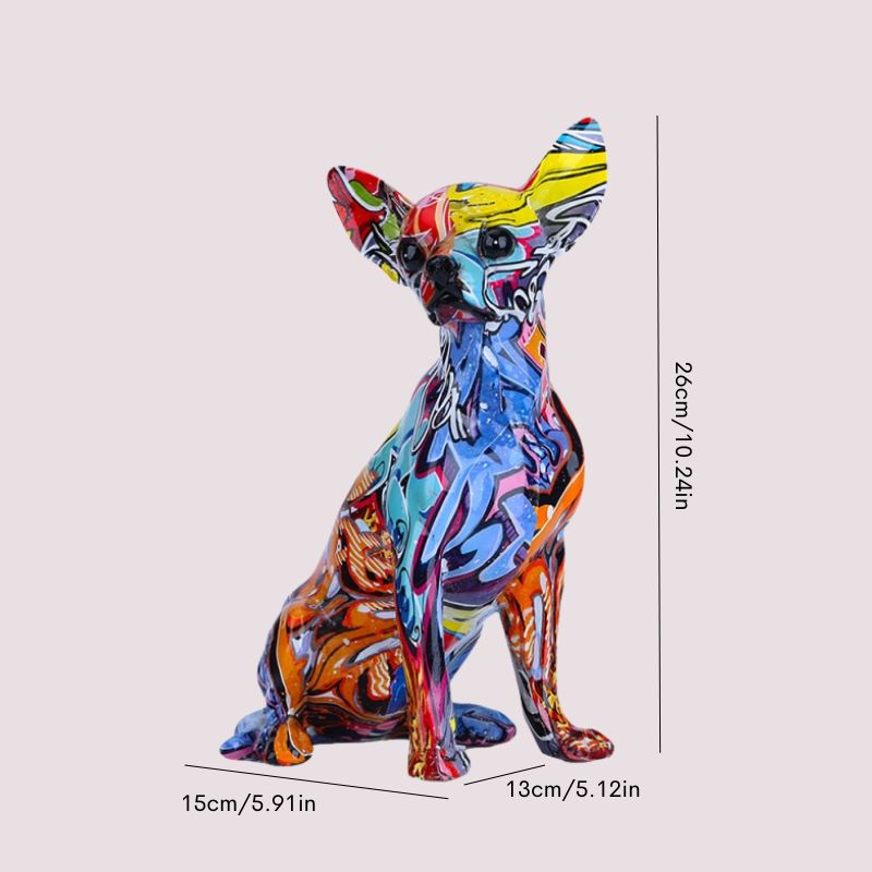 colorful chihuahua dog statue decor dimensions 800x800