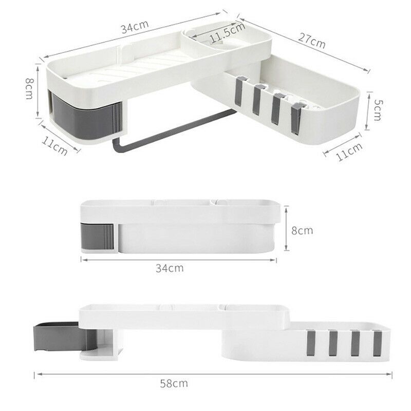 corner mounted shower organizer shelf with dimensions 800x800