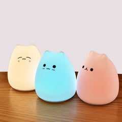 Cute Small Silicone LED Kitty Night Light